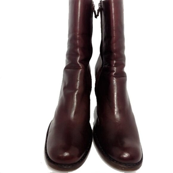 CNC Costume National Zip Up Luxury Runway burgundy 70’s calf leather Boots - Picture 2 of 10